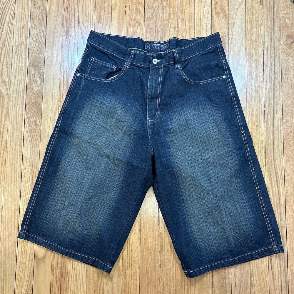 South Pole Jean Shorts Y2K Vintage Size 38 Faded Denim Baggy Long Jorts